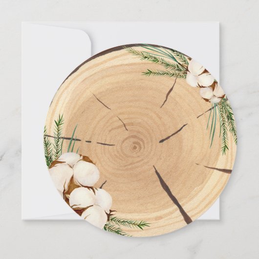 Invitation Élégant & Chic Rustic Mariage Coupe en bois unique (Dos)