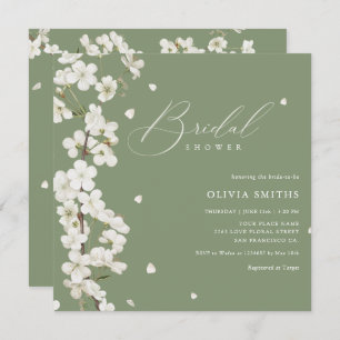 Invitation Élégant Chic Sage Green Boho Fête des mariées Flor