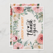 Invitation Elegant Chic Script Love Heart Mariage Photo Merci (Devant / Derrière)