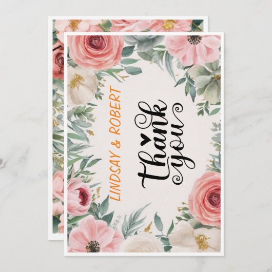Invitation Elegant Chic Script Love Heart Mariage Photo Merci (Devant / Derrière)