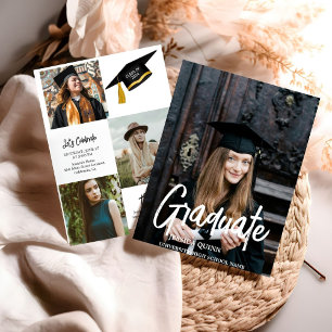 Invitation Elégant Chic Typographie Graduation Party Invitati