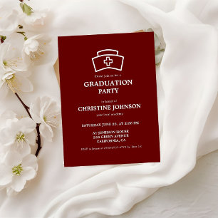 Invitation Élégant Chic Typographie Infirmière Parti de Gradu