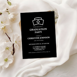 Invitation Élégant Chic Typographie Infirmière Parti de Gradu