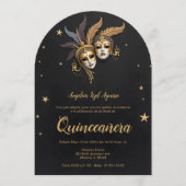 Invitation Elegant Chic Venetian Mask Quinceañera Party (Devant)