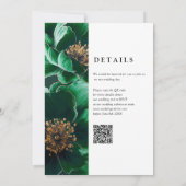 Invitation Élégant chic vert émeraude floral code QR mariage (Dos)