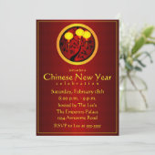 Invitation Élégant chinois Nouvel An Chien Lanternes Or (Debout devant)