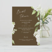 Invitation Élégant Chocolat Brown Hydrangea Fête des mariées (Debout devant)