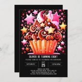 Invitation Élégant chocolat délice Muffin Girl Anniversaire (Devant / Derrière)