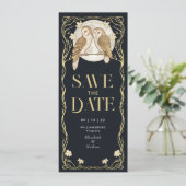 Invitation Élégant Chouettes Art Nouveau Enregistrer la date (Debout devant)