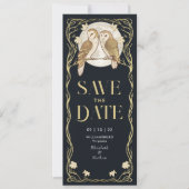 Invitation Élégant Chouettes Art Nouveau Enregistrer la date (Devant)