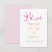 Invitation élégant CHRISTENING ou croix d'or rose BAPTISM (Devant / Derrière)