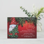 Invitation Elegant Christmas Bokeh Tree Party Gold Red (Debout devant)