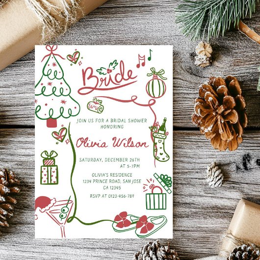 Invitation Elegant Christmas Bridal Shower Party