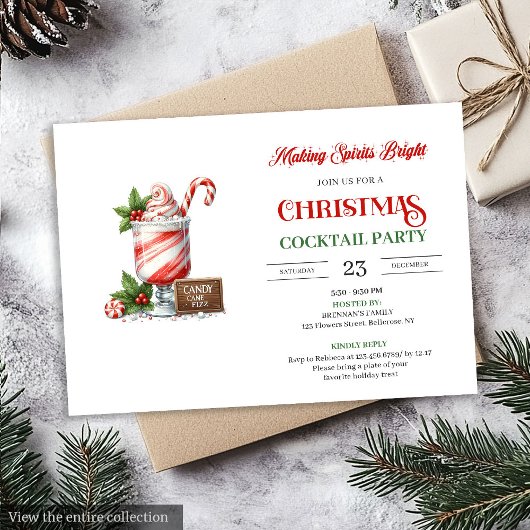 Invitation Elegant Christmas Cocktails Party printable invite