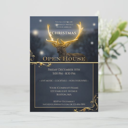 Invitation Elegant Christmas Holiday Open House Invite (Debout devant)