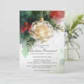 Invitation Elegant Christmas Ornament Shaped Like a Rose (Debout devant)