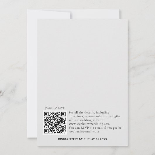 Invitation Elégant Chute Floral Mariage QR Code (Dos)