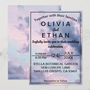 Invitation Elégant ciel bleu nuages Mariage romantique
