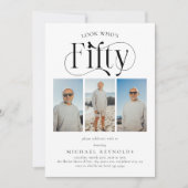 Invitation Elégant CINQUANTE 3 photo collage 50e anniversaire (Devant)