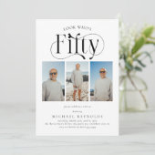 Invitation Elégant CINQUANTE 3 photo collage 50e anniversaire (Debout devant)
