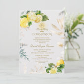 Invitation Élégant Citron Fruit Or Première Communion Sainte (Debout devant)