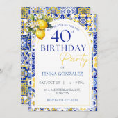 Invitation Elégant citron méditerranéen 40e anniversaire (Devant / Derrière)