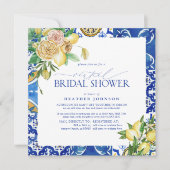 Invitation Elégant Citron Méditerranéen Floral Douche Virtuel (Devant)