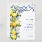Invitation Élégant citron méditerranéen Qr Code Mariage photo (Devant)
