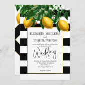 Invitation Élégant citron noir blanc Mariage botanique (Devant / Derrière)