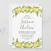 Invitation Elégant citrons Aquarelle Mariage (Devant)