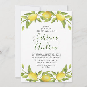 Invitation Elégant citrons Aquarelle Mariage
