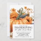 Invitation Elégant Citrouille aquarelle Thanksgiving (Devant)