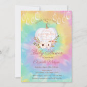 Invitation Elégant Citrouille, Baby shower de teinture floral (Devant)