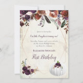 Invitation Elégant Citrouille blanc bébé premier anniversaire (Devant)