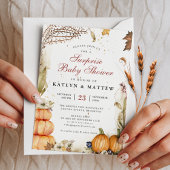 Invitation Élégant Citrouille botanique Automne Baby shower d