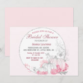 Invitation Élégant Citrouille d'argent rose floral (Devant / Derrière)