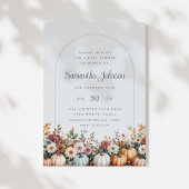 Invitation Élégant Citrouille d'automne et Baby shower floral
