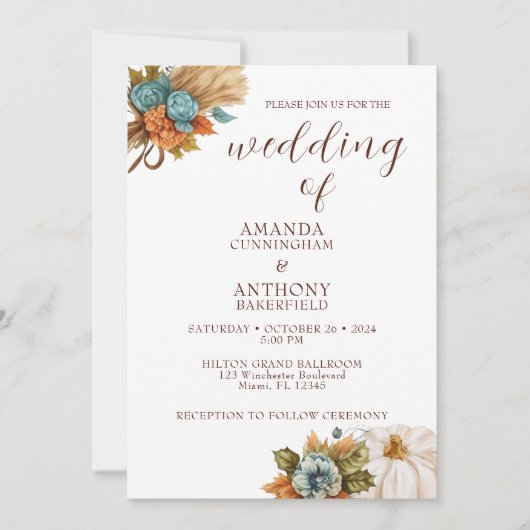 Invitation Elégant Citrouille d'automne Mariage de automne In (Devant)