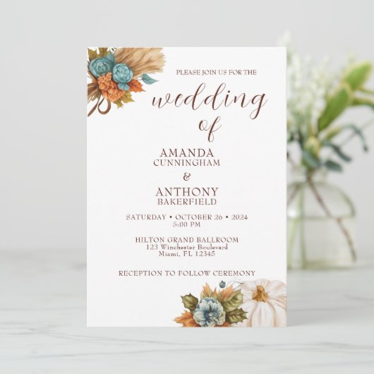 Invitation Elégant Citrouille d'automne Mariage de automne In (Debout devant)