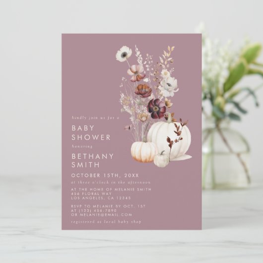 Invitation Elégant Citrouille de Baby shower automne (Debout devant)