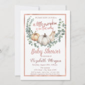 Invitation Elégant Citrouille, Feuilles, Frame Rose Baby show (Devant)
