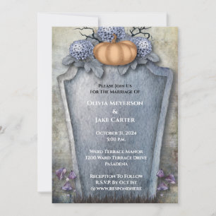 Invitation Élégant Citrouille floral Mariage Halloween