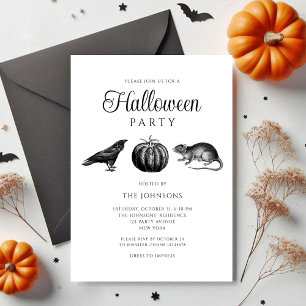 Invitation Élégant Citrouille noir gothique Halloween