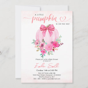 Invitation Élégant Citrouille rose Baby shower fille