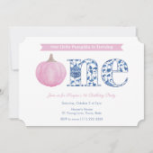 Invitation Elégant Citrouille rose bébé fille 1er anniversair (Devant)