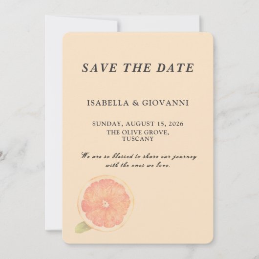 Invitation Elegant Citrus Grapefruit Wedding Save the Date (Devant)