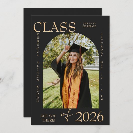 Invitation Elegant Class of 2026 Graduation Invite (Devant / Derrière)