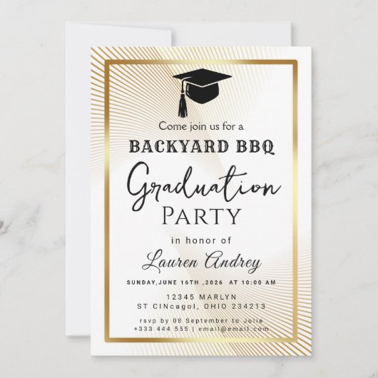 Invitation Elegant Class of 2027 Grad Party Invite with Gold  (Devant)