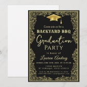 Invitation Elegant Class of 2027 Grad Party Invite with Gold (Devant / Derrière)