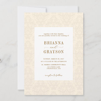 Invitation Elegant Classic Beige Script Vintage Wedding